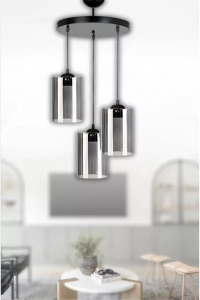 ثريا مطبخ عصرية ثلاثية باللون الدخاني مع زجاج ميكا