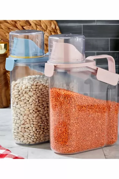 Behälter mit Deckel zur luftdichten Aufbewahrung von Hülsenfrüchten, Flüssignahrung, Waschmittel und ähnlichen Produkten, 1,1 Liter