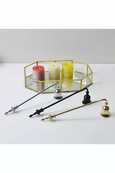 مطفأة شموع يدوية الصنع من الأرز بحجم  سم اللون ذهبي