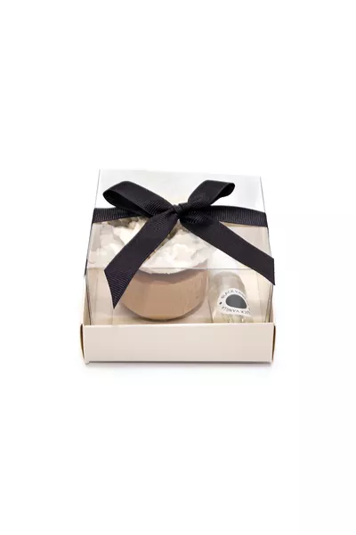 Black Vanilla Ceramic Scent Stone Gift Set with Wooden Base