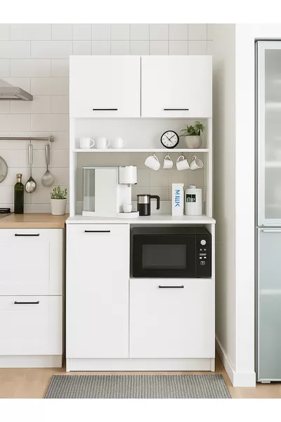 Туко 2 Многофункциональный кухонный шкаф и шкаф для микроволновой печи и шкаф для ванной  см белый