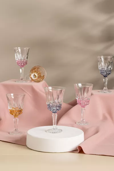 Set di 6 Bicchieri d'Acqua da Caffè Forya 3 Colori – Design in Vetro Colorato con Taglio Speciale