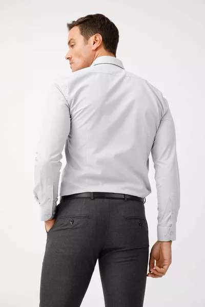 Men's Light Gray Slim Fit / Narrow Cut Easy Iron Basic Shirt