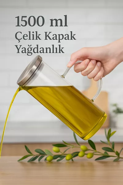 Бутилка за олио и оцет от боросиликатно стъкло с вакуум и стоманен капак, с етикет, подарък