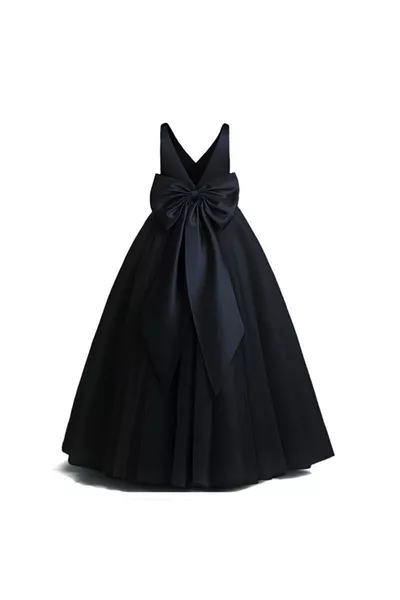 Robe de bal pour fille, noire, pour remise des diplômes, anniversaire ou fête