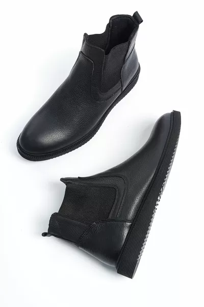 أحذية رجالية كلاسيكية مطاطية من جلد طبيعي