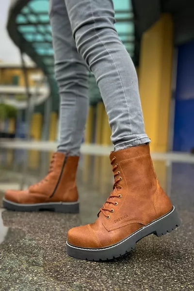 MERGYA Zippered Lace-Up Postal Men's Boots TABA - CHE