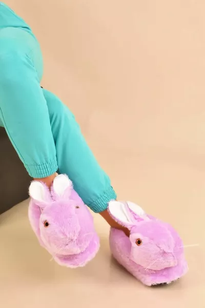 Figurine de lapin en peluche Semelle douce antidérapante et silencieuse Maison Pandufu