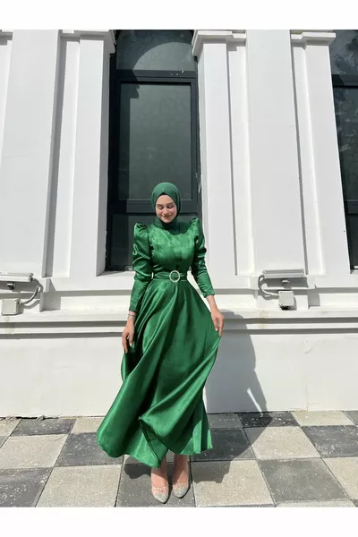 Leila Hijab Evening Dress Green