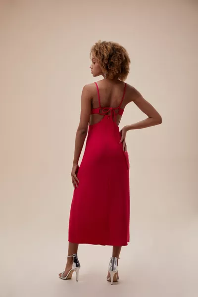 En Fuchsia Slim Strait Креп рокля