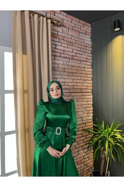 Mona Hijab Evening Dress Emerald Green
