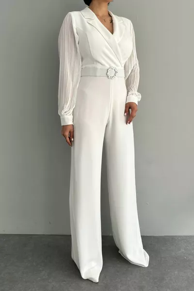 HANDLE CHIFFON PLEAT DETAIL OVERALLS
