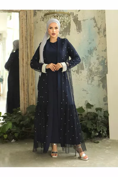 بدلة عباية مزدوجة من اللؤلؤ