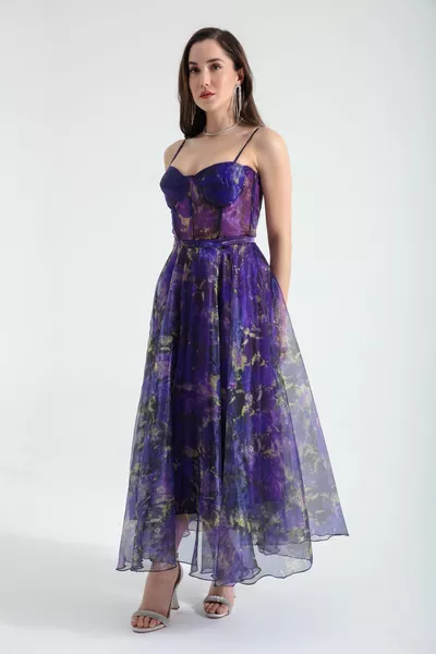 Robe de soirée en organza violet pour femme