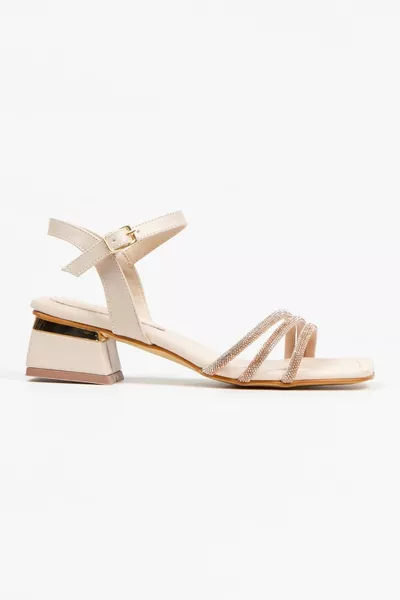 نسائي بيج حجر مطرز بكعب