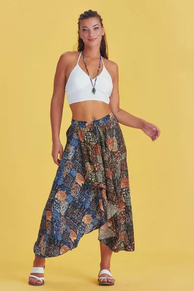Jupe ethnique bohème à motifs authentiques