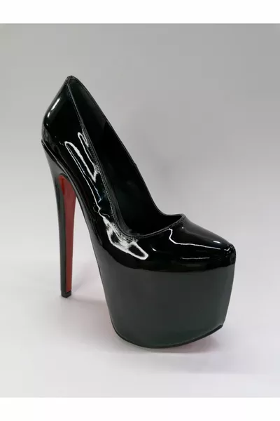 Women's Black Platform High Heeled Evening Shoes