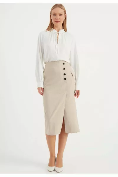 Gestreifter Rock mit Schlitz