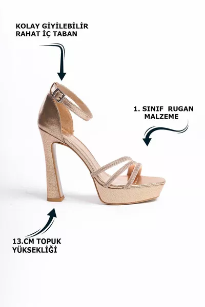 الذهب لامعة الحجر ثلاثة حارات مشبك رقيقة عالية الكعب المرأة مساء اللباس الأحذية