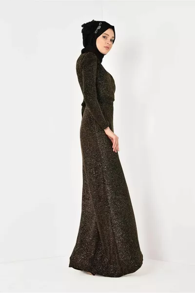 المرأة الذهب (الذهب) فضة مساء اللباس مع حزام الخصر T 