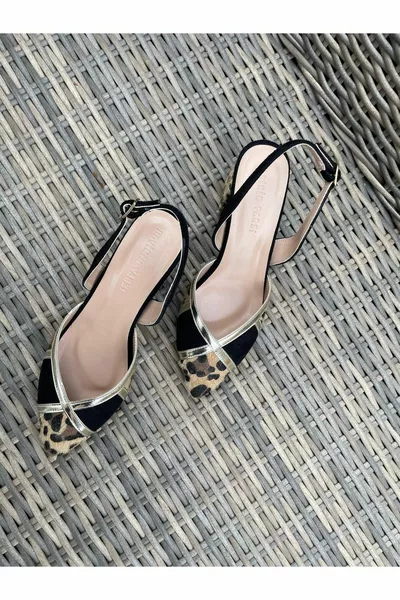 Casey Leopar Renk Parçalı Topuklu Ayakkabı