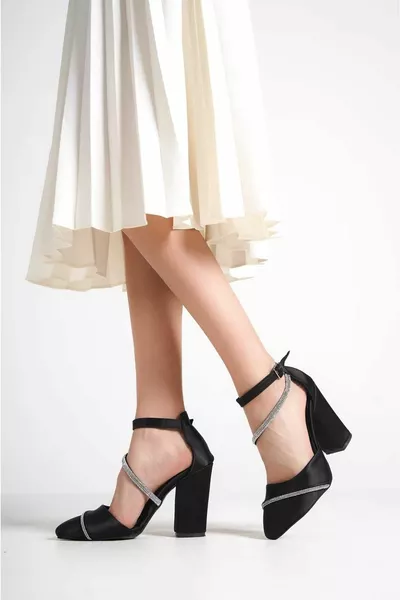 Black Satin Heels