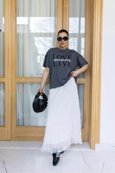 Юбка-пачка на эластичной подкладке с талией Ecru