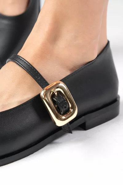 Juliet Black Color Side Buckle Ballerine da donna