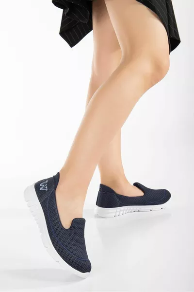 Orthopedie voor dames Marineblauw-witte wandelschoenen