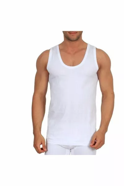 Homme Blanc Lot de 6 Débardeurs Classiques Peignés  (Étoile)