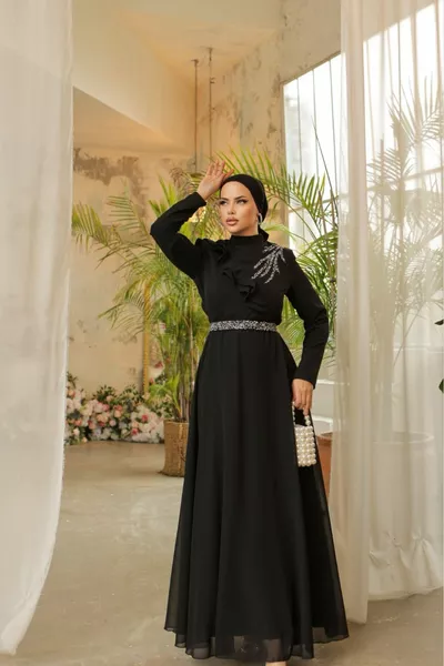 Хиджаб вечерна рокля с аксесоари за рамо