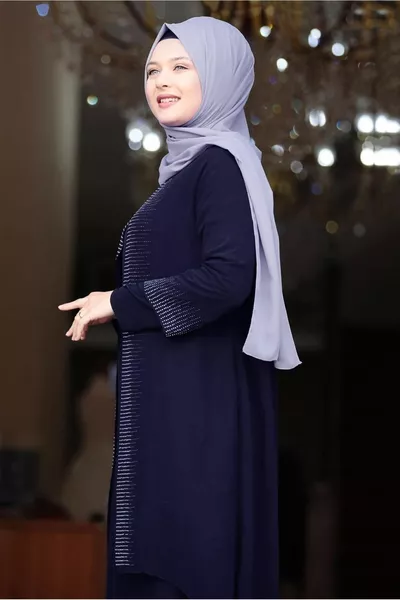 ДАМСКА ТЪМНОСИНЯ РОКЛЯ T  AH- ROSE EVENING DRESS