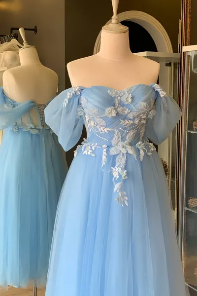 الجليد الأزرق 3D الدانتيل مفصلة ميدي طول مساء اللباس وفستان حفلة موسيقية