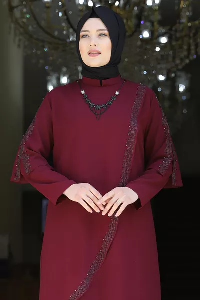 Hünkar Evening Dress Bordeaux