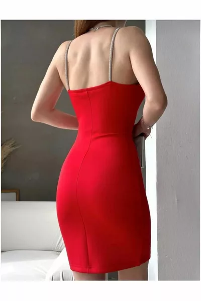 حجر حزام شق فستان مساء قصير,