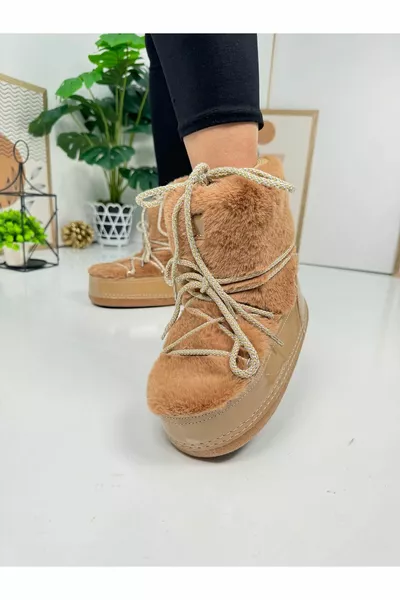 عارضة المرأة القهوة أحذية الثلج الفراء الدانتيل متابعة الأم ابنة مريحة اصطف نعل سميك 