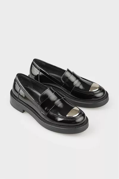 Mocassino da donna in pelle nera