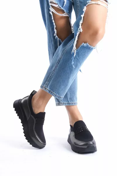 DEL’SOLERA Baskets décontractées en cuir sans lacets à semelle épaisse