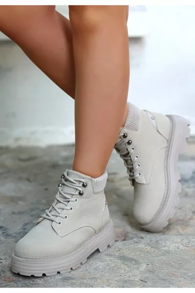 Olli Бежевый нубук Ботинки на шнуровке