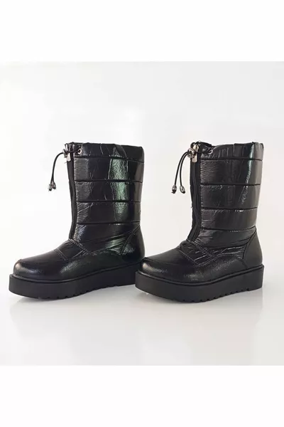 أحذية ثلجية نسائية مقاومة للماء حرارية سوداء