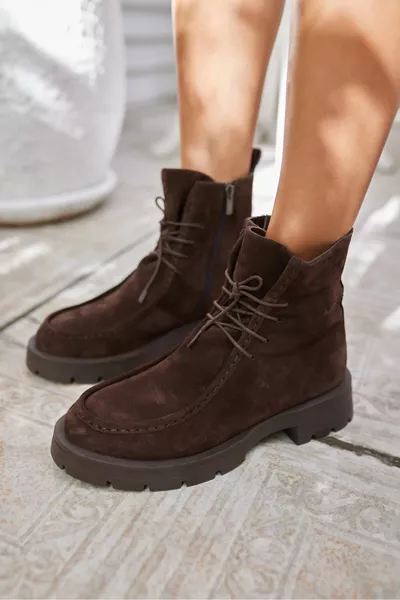 أتو المرأة القهوة الجلد الحقيقي أحذية من جلد الغزال