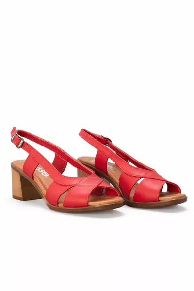 ديزي صنادل جلد طبيعي بكعب جلد طبيعي للسيدات 