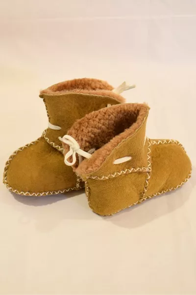 Bébé Jaune Bottes à lacets Bottines en cuir d’agneau