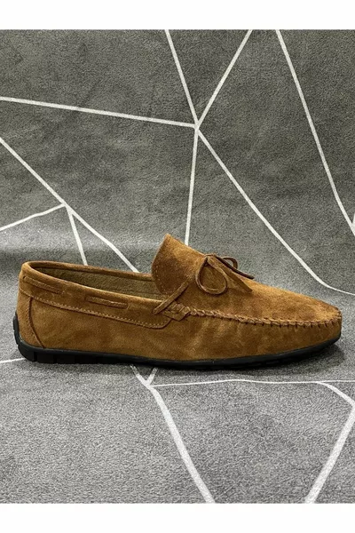 Hellbraune Herren-Loafer-Schuhe aus echtem Wildleder