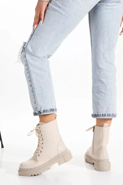 Stivali postali con cerniera crema da donna