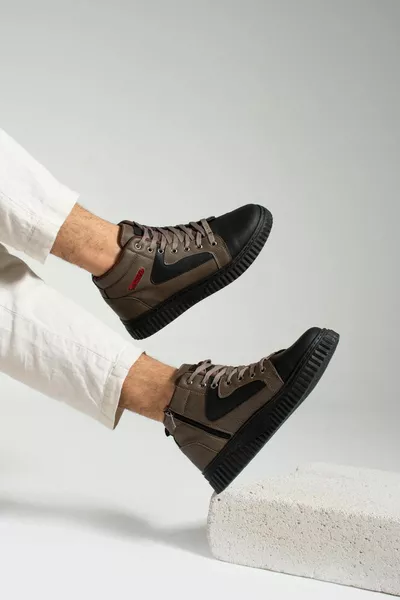  لون المنك أسود النعل أحذية رجالية عارضة