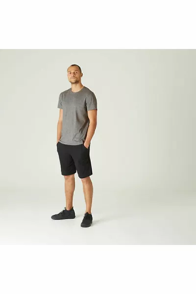 Мъжка сива спортна тениска Domyos  - Лек фитнес тренинг