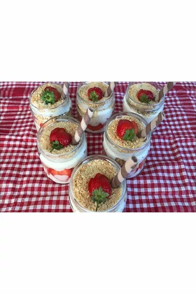 Комплект от 6 чаши Paşabahçe Magnolia с бурканче, Magnolia пудинг, цветна капачка, купа за десерт