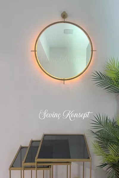 LED Smyrna Mirror GOLD * cm, * cm, * cm Decorative Wall Living Room Bathroom Makeup Mirror