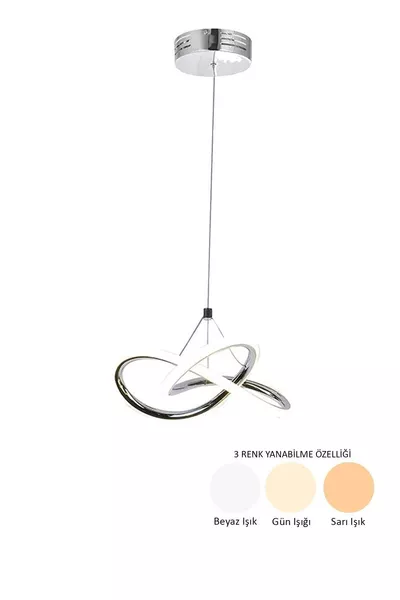 Модерен Форте Единичен Хром с 3 Цветни Осветления Светодиодна Лампа за Салон, Кухня, Стая и Коридор